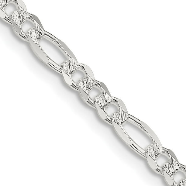Sterling Silver 4mm Pav‚ Flat Figaro Chain Sterling Silver 4mm Pav‚ Flat Figaro Chain